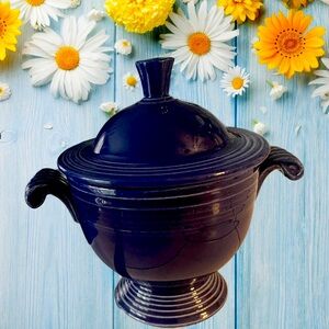 FiestaWare Vintage Cobalt Blue Covered sugar Bowl